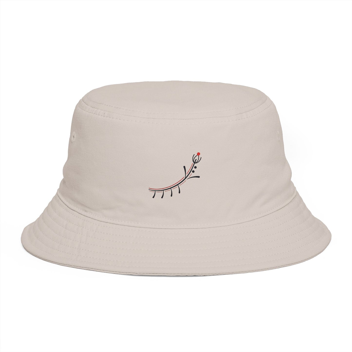 Embroidered Minimal Rose Bucket Hat — Elegant Floral Sun Hat