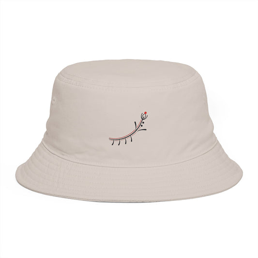 Embroidered Minimal Rose Bucket Hat — Elegant Floral Sun Hat