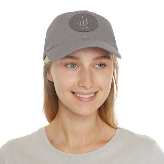 Minimalist Geometric Leather Patch Dad Hat — Modern Arrow Emblem