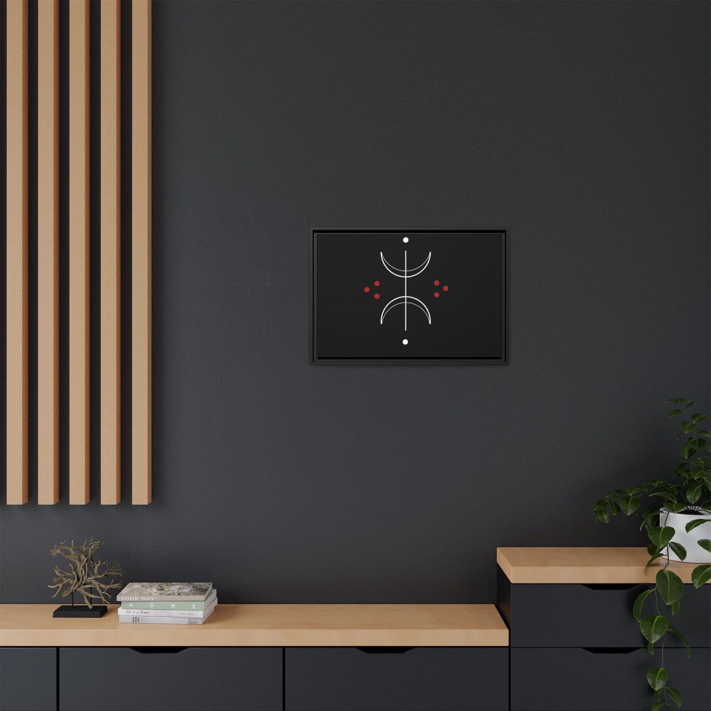 Minimalist Crescent Moon Wall Art — Matte Framed Canvas