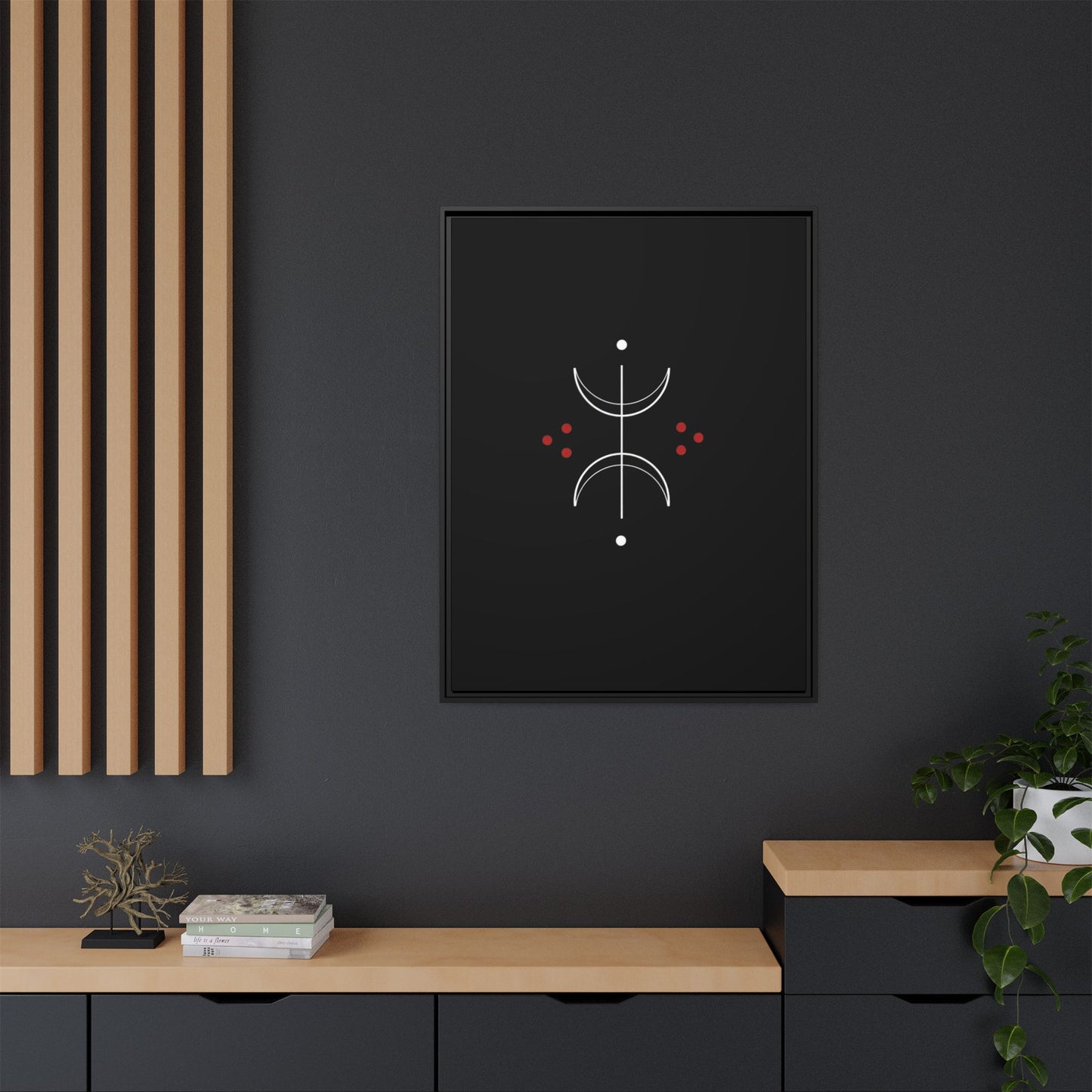 Minimalist Crescent Moon Wall Art — Matte Framed Canvas