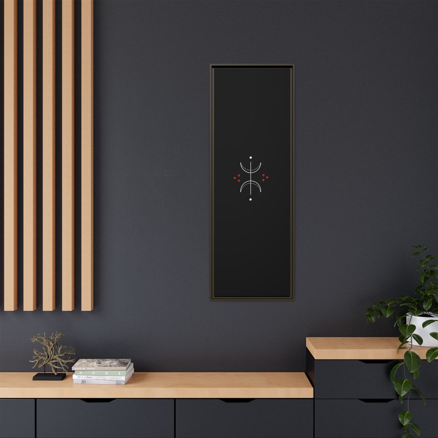 Minimalist Crescent Moon Wall Art — Matte Framed Canvas