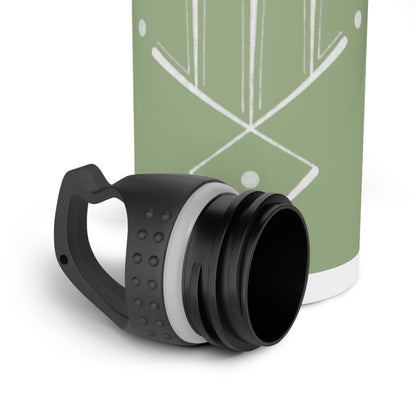 Green Minimalist Geometric Stainless Steel Water Bottle