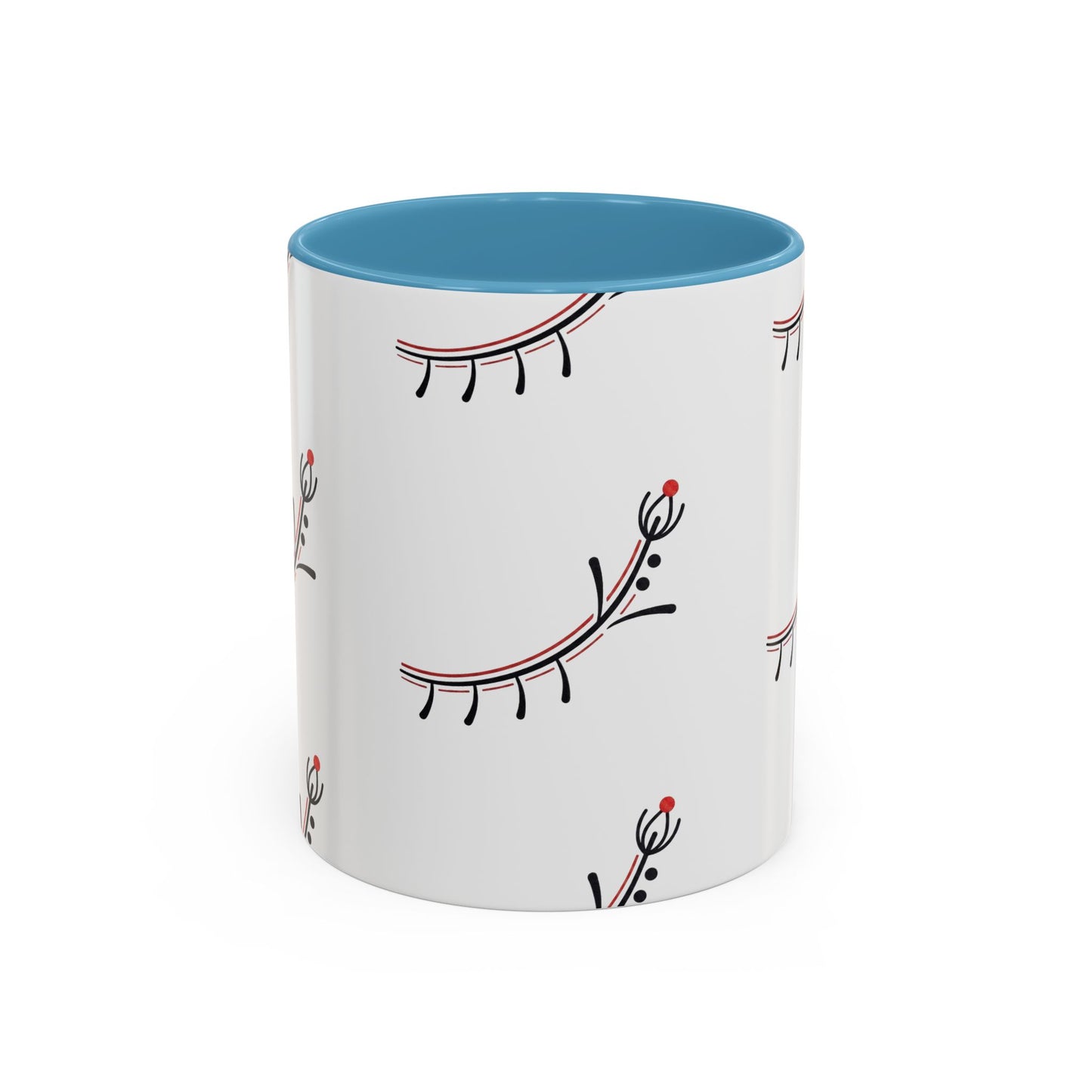 Floral Eyelash Accent Coffee Mug – Minimal Pink & Black Pattern (11/15 oz)