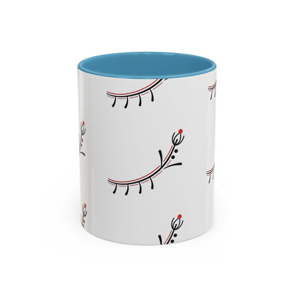 Floral Eyelash Accent Coffee Mug – Minimal Pink & Black Pattern (11/15 oz)