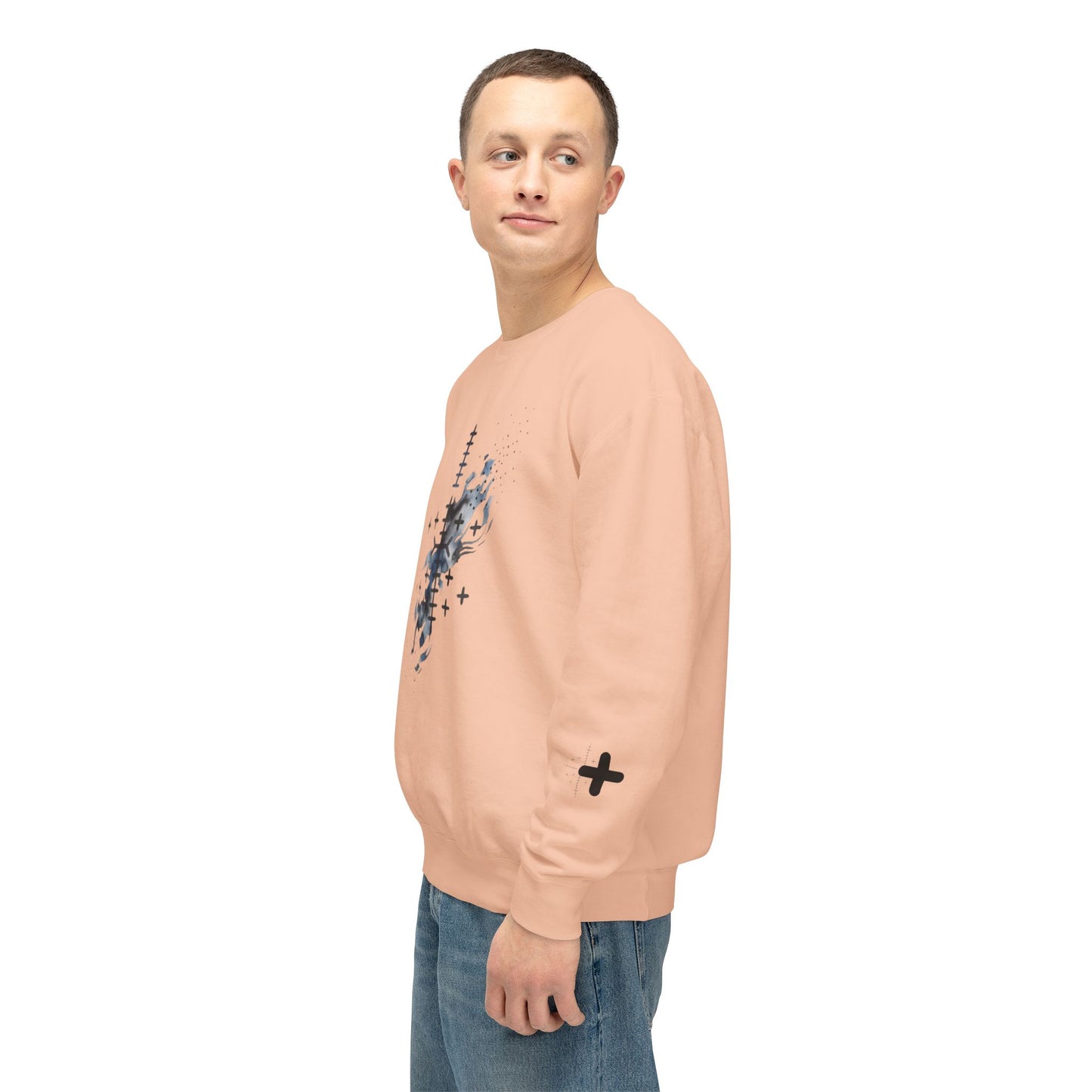 Sweat-shirt à col rond à motif floral abstrait Bonorial