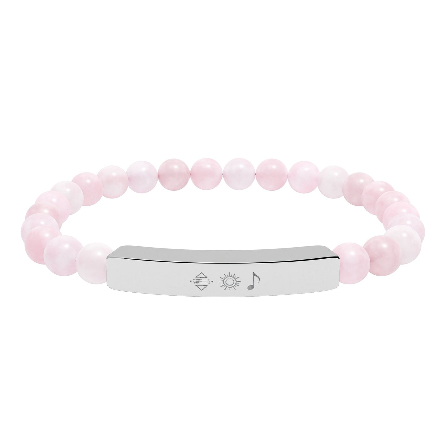Bracelet barre en perles de pierre naturelle gravable — bracelet extensible personnalisé