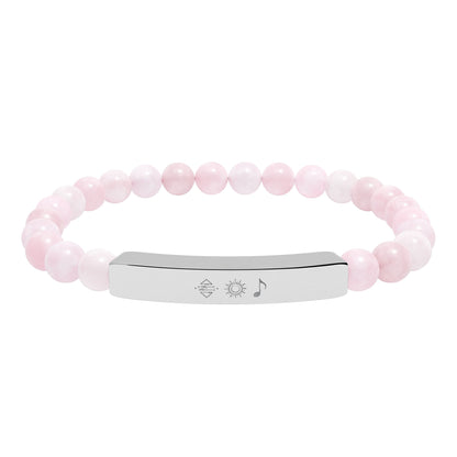 Bracelet barre en perles de pierre naturelle gravable — bracelet extensible personnalisé