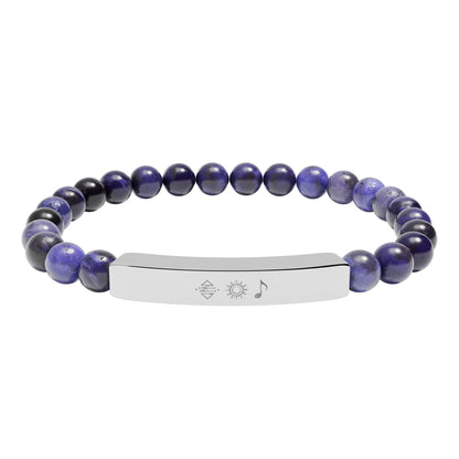 Bracelet barre en perles de pierre naturelle gravable — bracelet extensible personnalisé