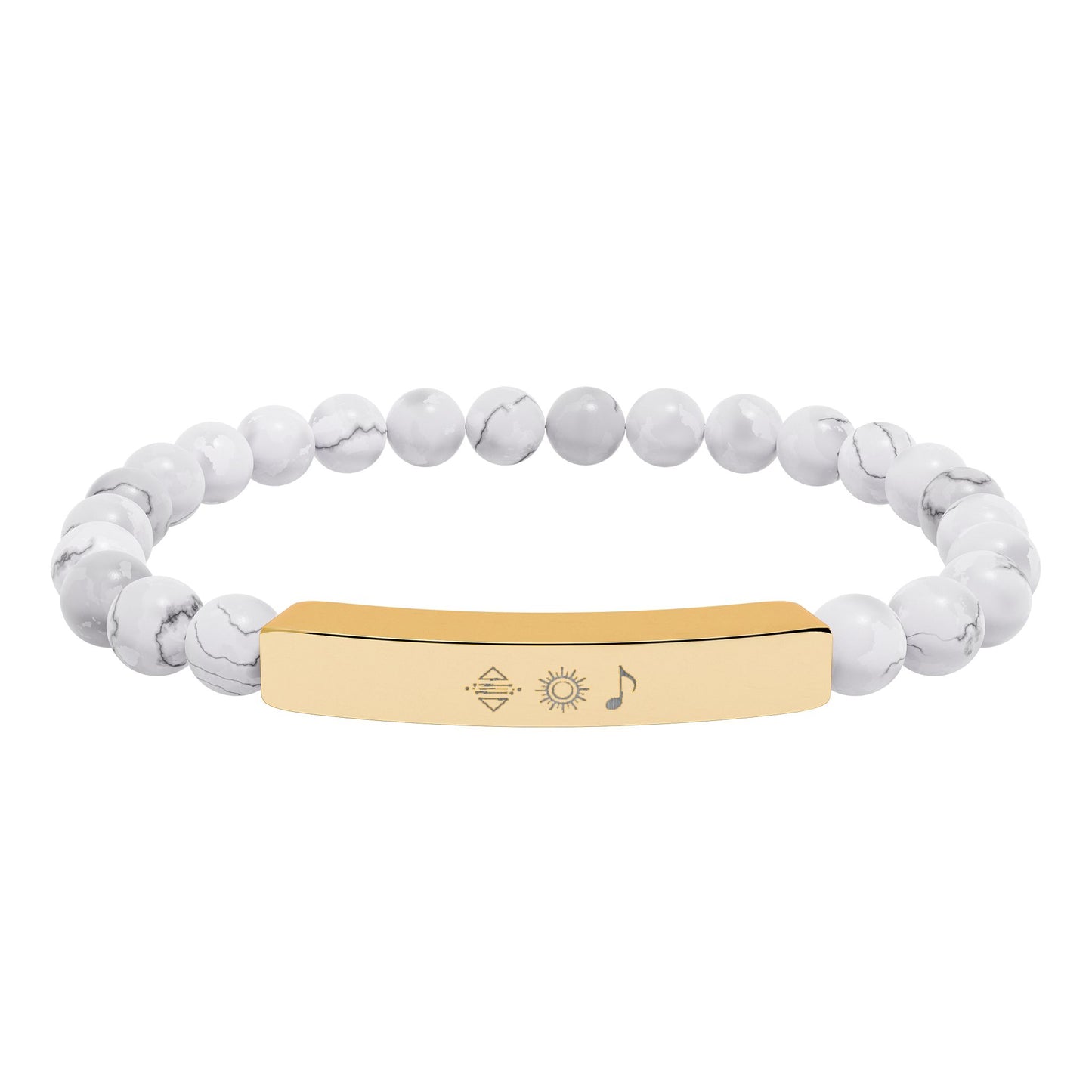Bracelet barre en perles de pierre naturelle gravable — bracelet extensible personnalisé