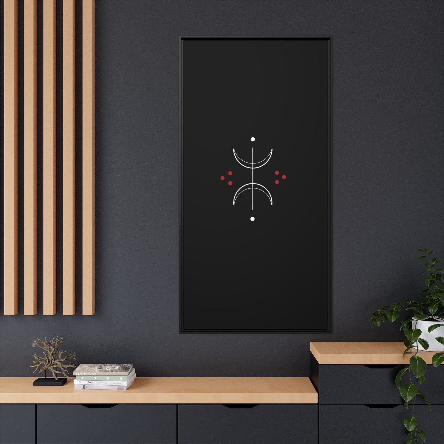 Minimalist Crescent Moon Wall Art — Matte Framed Canvas