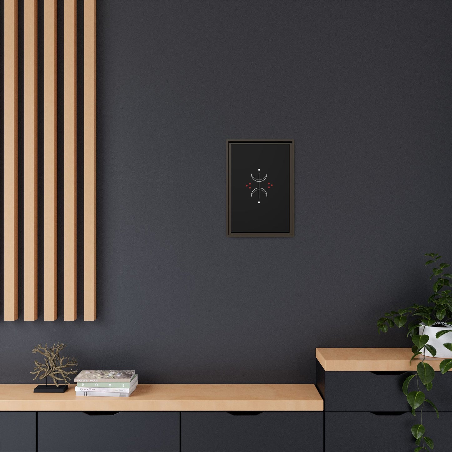 Minimalist Crescent Moon Wall Art — Matte Framed Canvas
