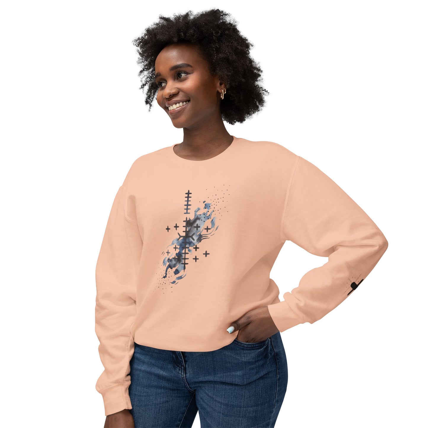 Sweat-shirt à col rond à motif floral abstrait Bonorial