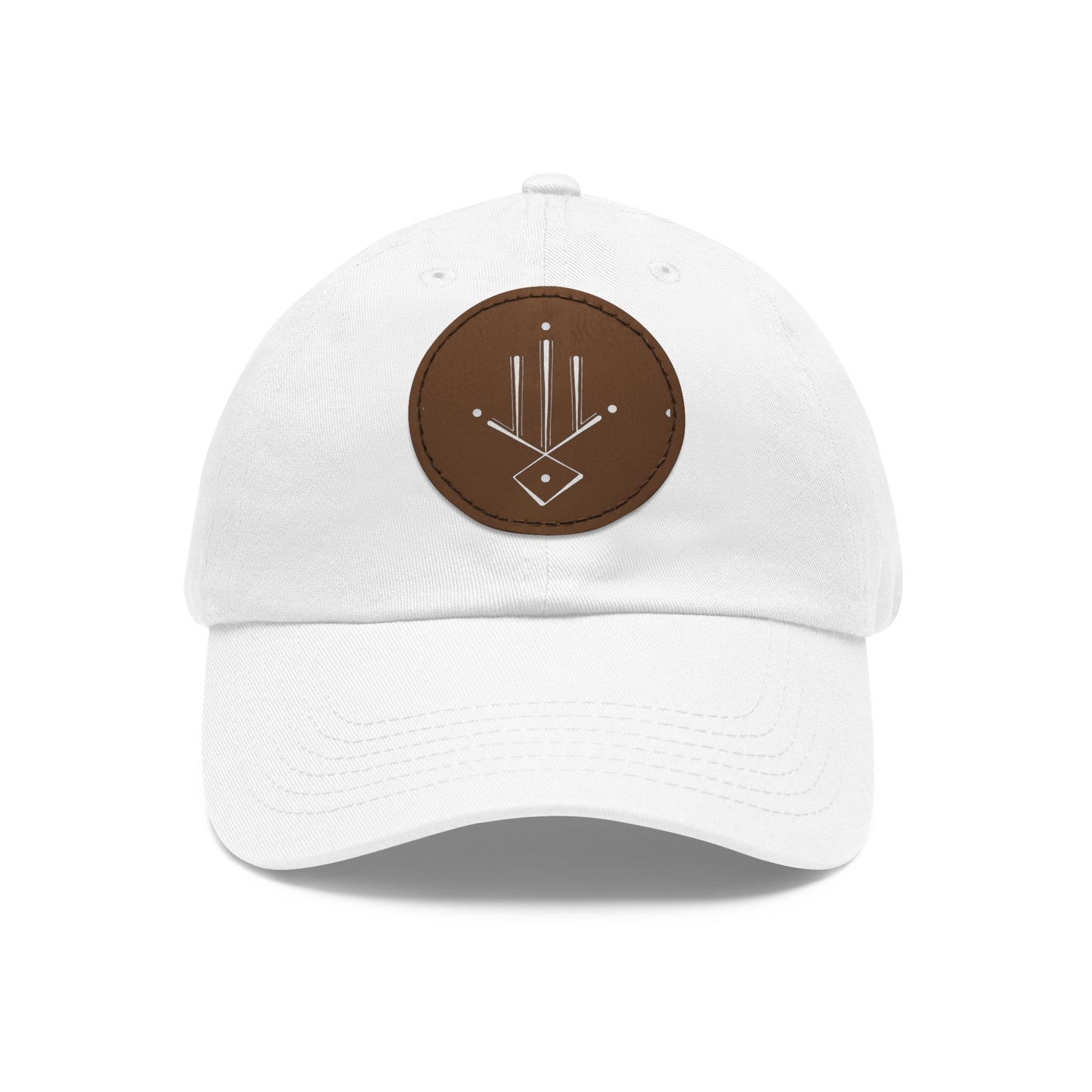 Minimalist Geometric Leather Patch Dad Hat — Modern Arrow Emblem