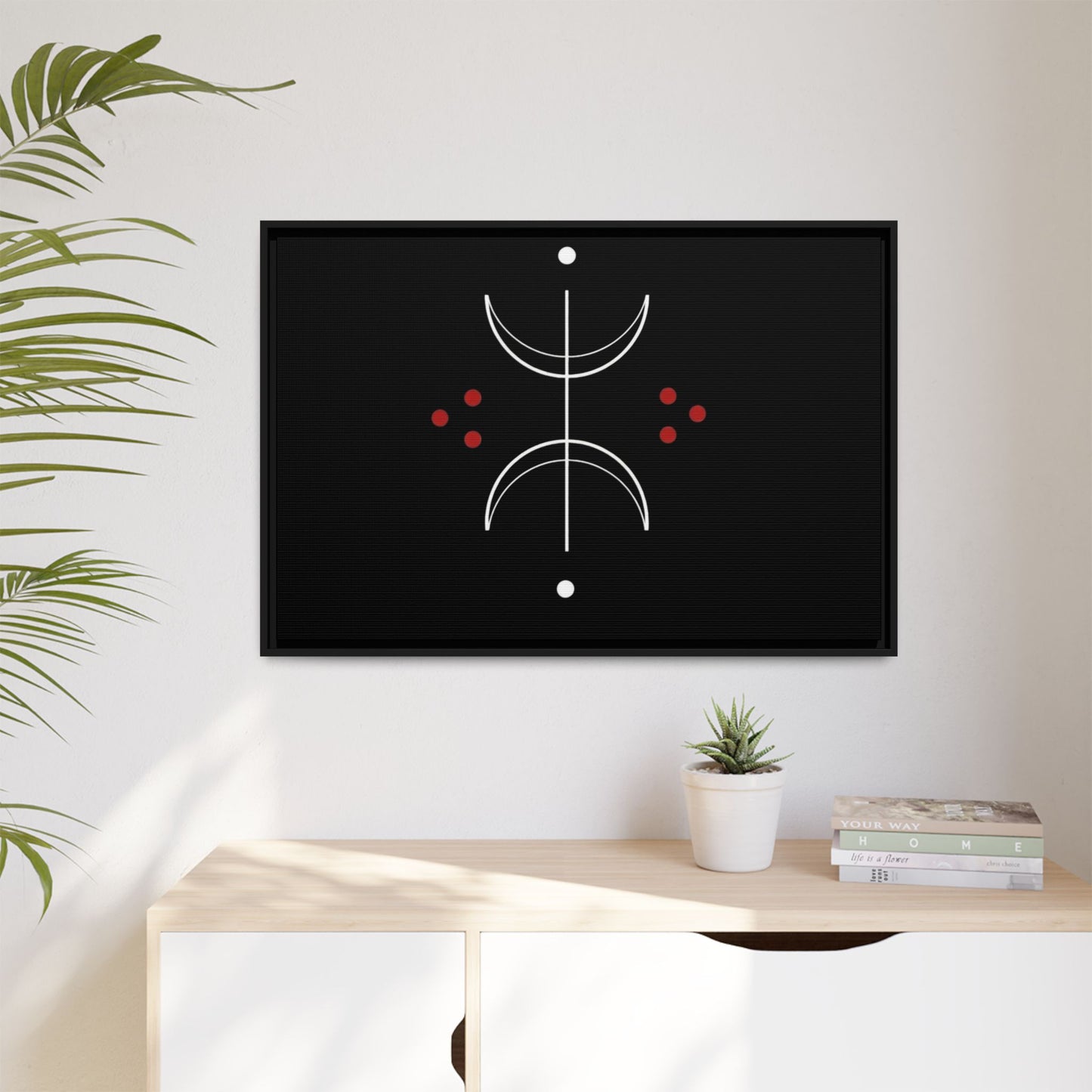 Minimalist Crescent Moon Wall Art — Matte Framed Canvas