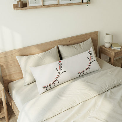 Floral Eyelash Body Pillow — Decorative Long Lumbar Pillow with Minimalist Flower Motif