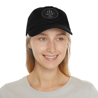 Minimalist Geometric Leather Patch Dad Hat — Modern Arrow Emblem