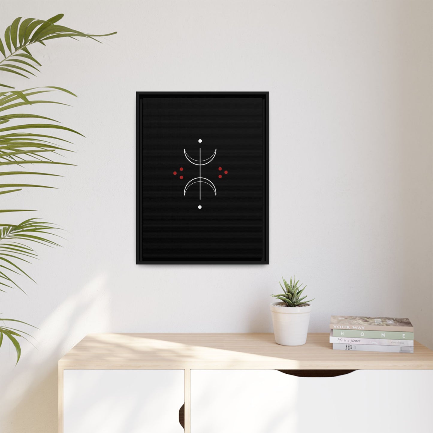 Minimalist Crescent Moon Wall Art — Matte Framed Canvas