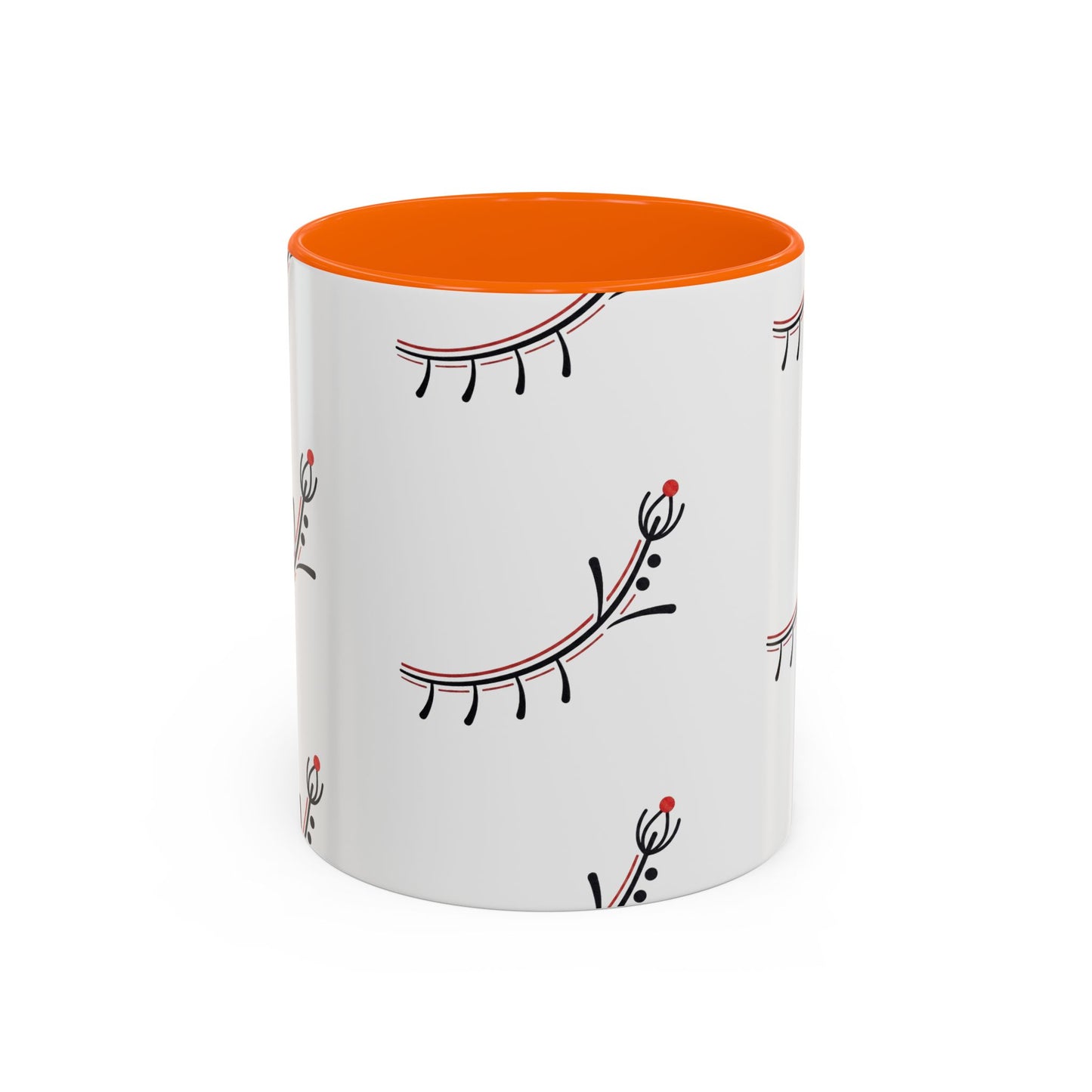 Floral Eyelash Accent Coffee Mug – Minimal Pink & Black Pattern (11/15 oz)