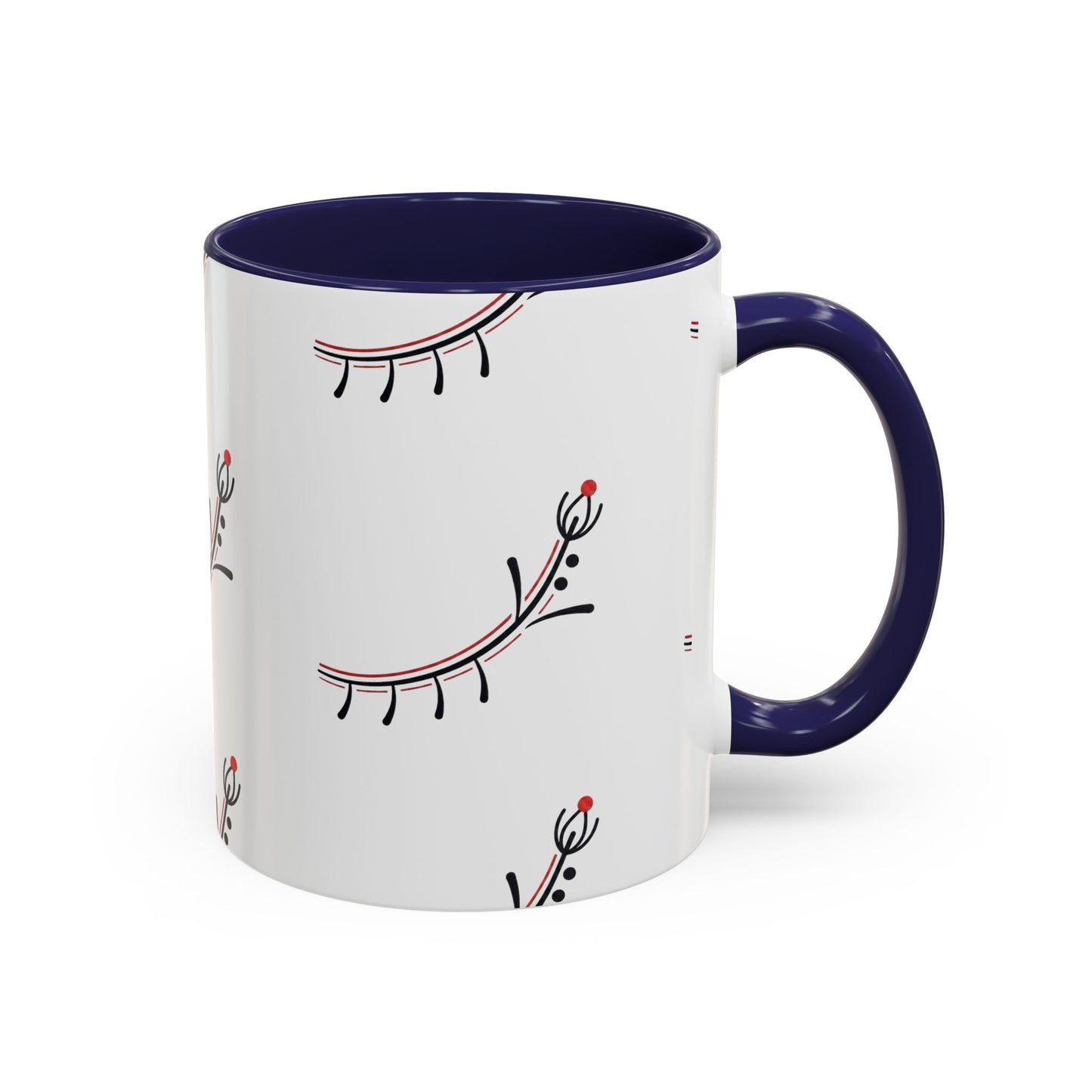 Floral Eyelash Accent Coffee Mug – Minimal Pink & Black Pattern (11/15 oz)