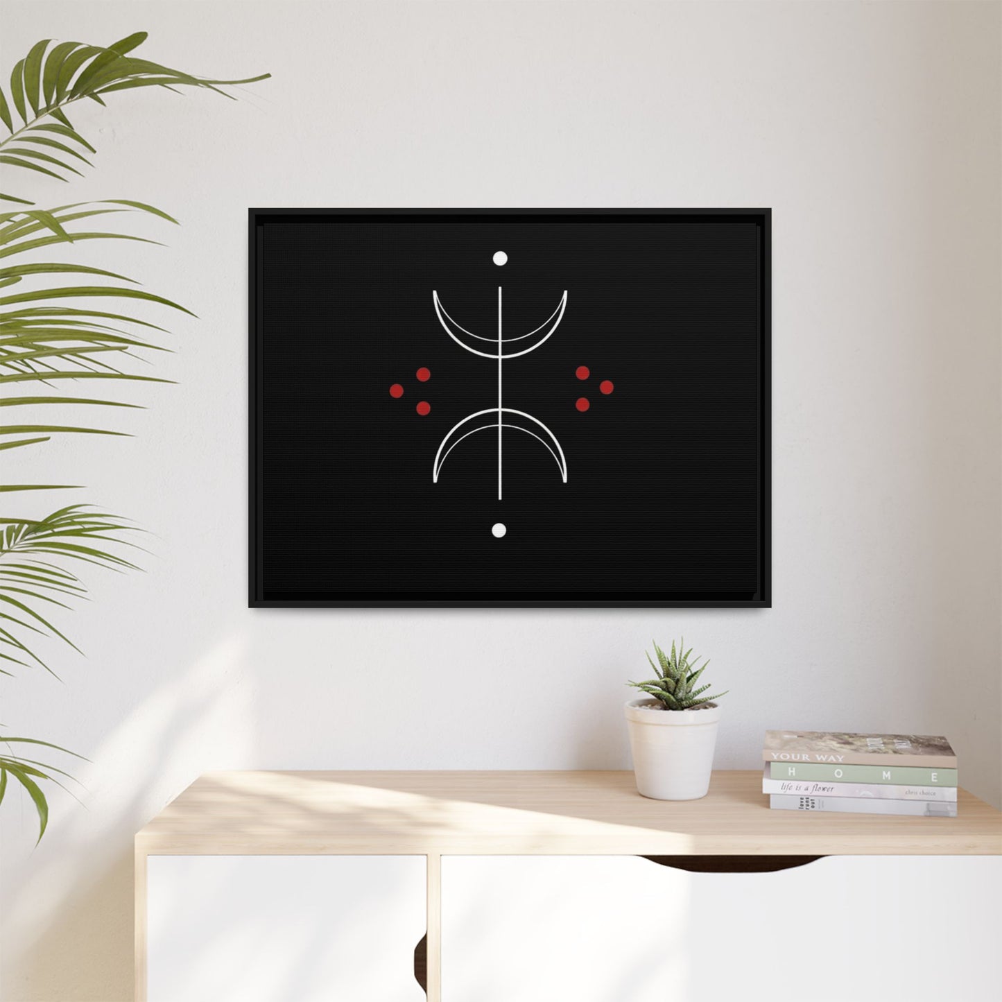 Minimalist Crescent Moon Wall Art — Matte Framed Canvas