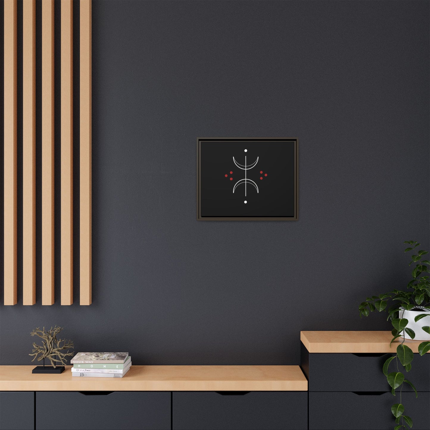 Minimalist Crescent Moon Wall Art — Matte Framed Canvas