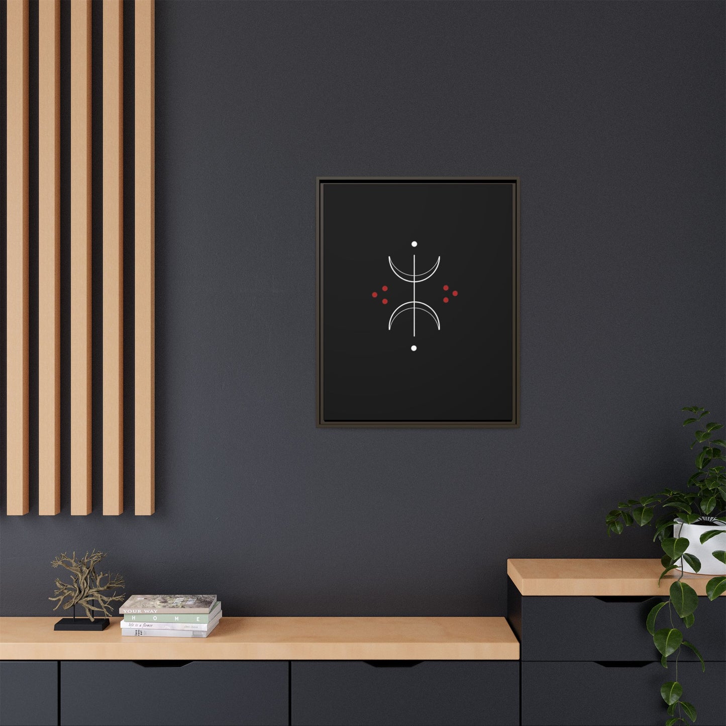 Minimalist Crescent Moon Wall Art — Matte Framed Canvas