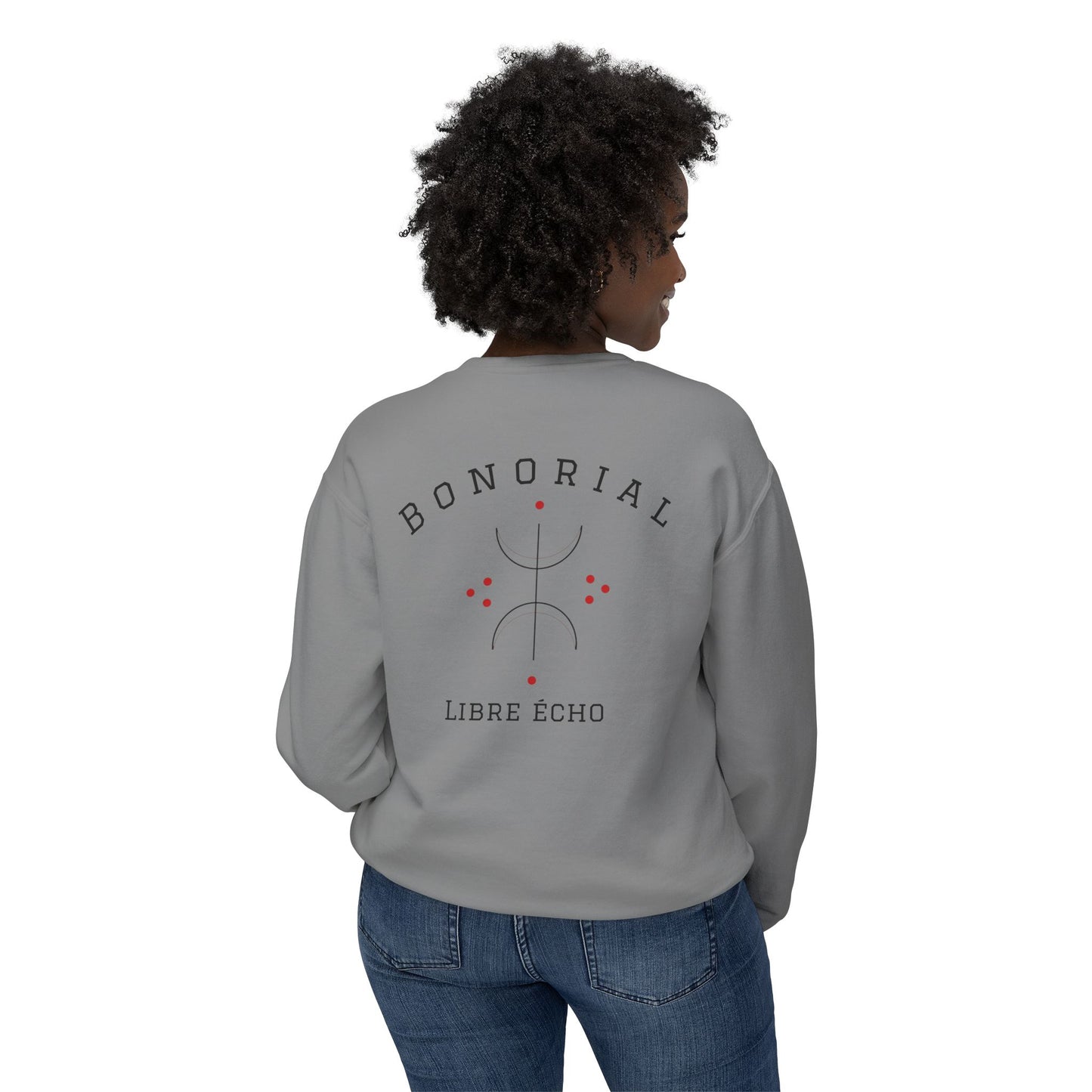 Bonorial Libre Echo Crewneck Sweatshirt — Minimal Geometric Back Graphic