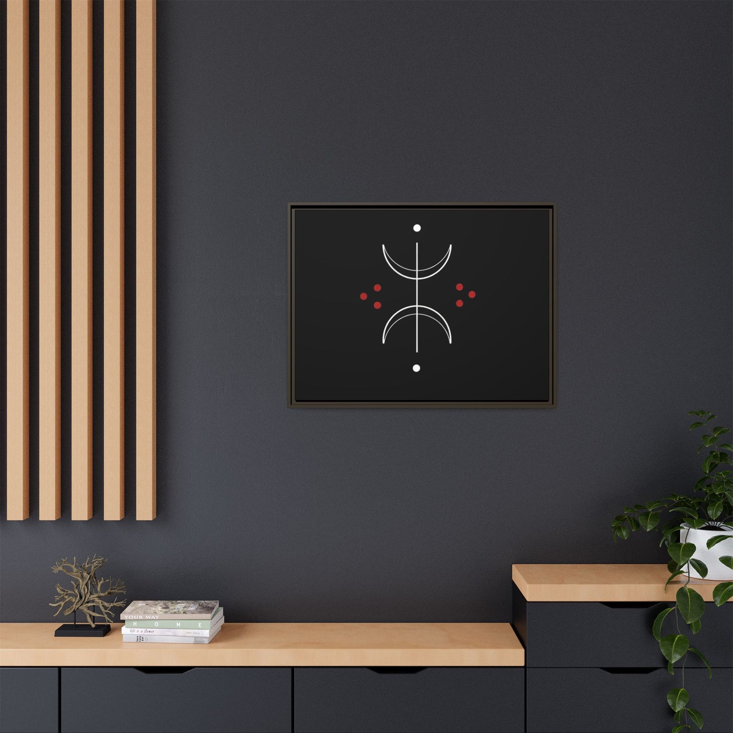 Minimalist Crescent Moon Wall Art — Matte Framed Canvas