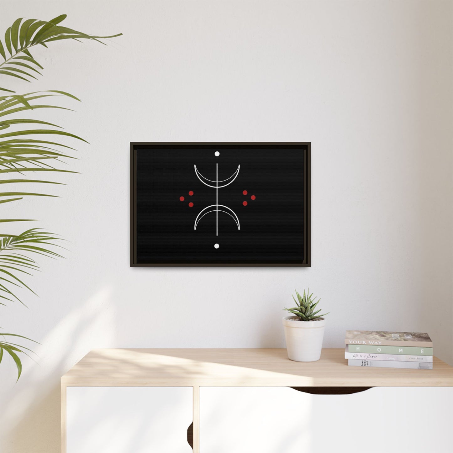 Minimalist Crescent Moon Wall Art — Matte Framed Canvas