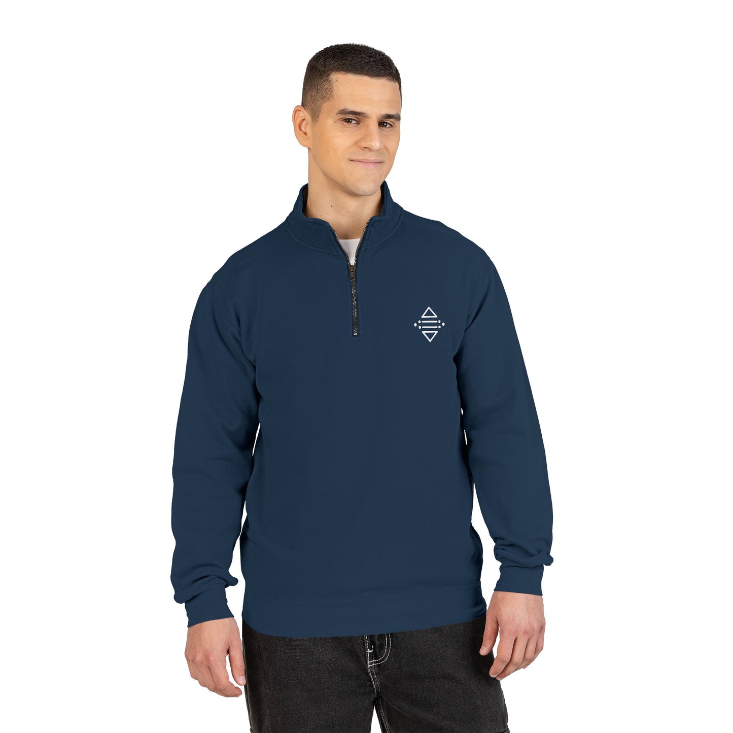Minimal Geometric Logo Quarter-Zip Sweatshirt