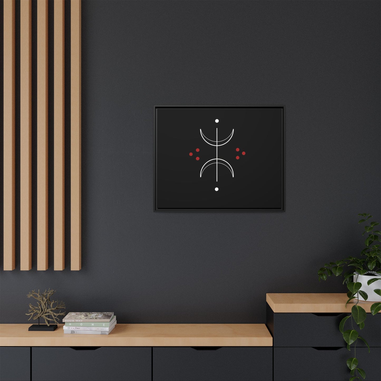 Minimalist Crescent Moon Wall Art — Matte Framed Canvas