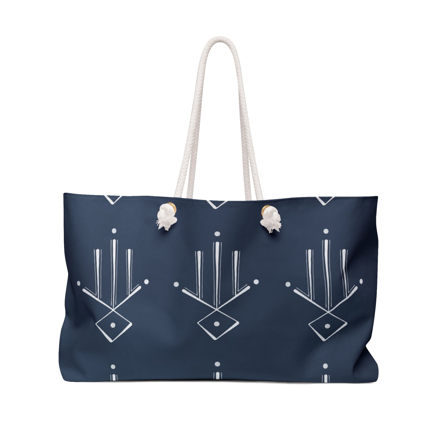 Sac week-end géométrique bleu marine – Sac fourre-tout de voyage minimaliste à motif de la main