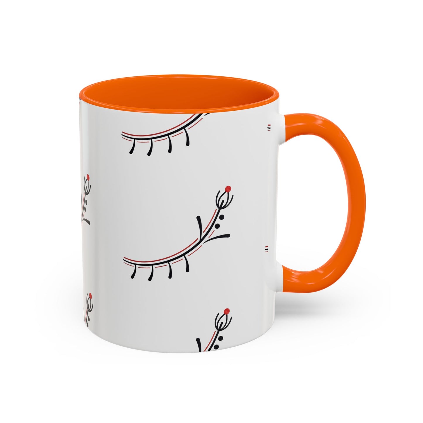 Floral Eyelash Accent Coffee Mug – Minimal Pink & Black Pattern (11/15 oz)
