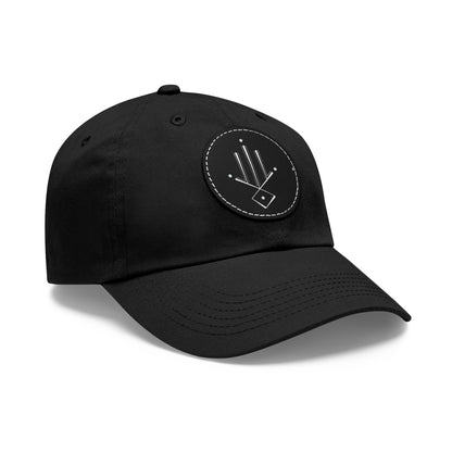 Minimalist Geometric Leather Patch Dad Hat — Modern Arrow Emblem