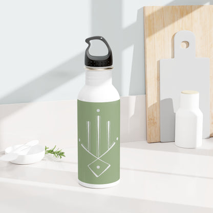 Green Minimalist Geometric Stainless Steel Water Bottle