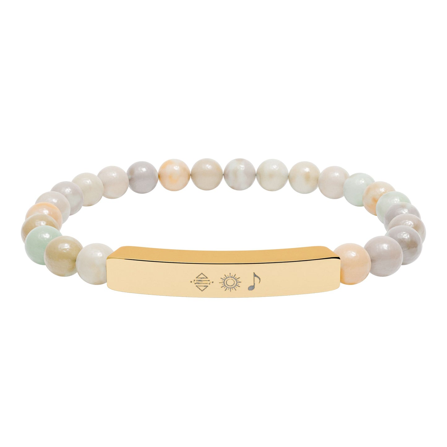 Bracelet barre en perles de pierre naturelle gravable — bracelet extensible personnalisé