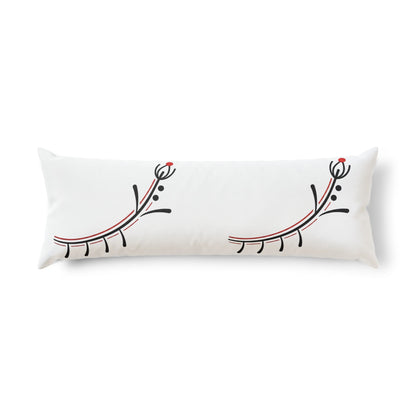 Floral Eyelash Body Pillow — Decorative Long Lumbar Pillow with Minimalist Flower Motif