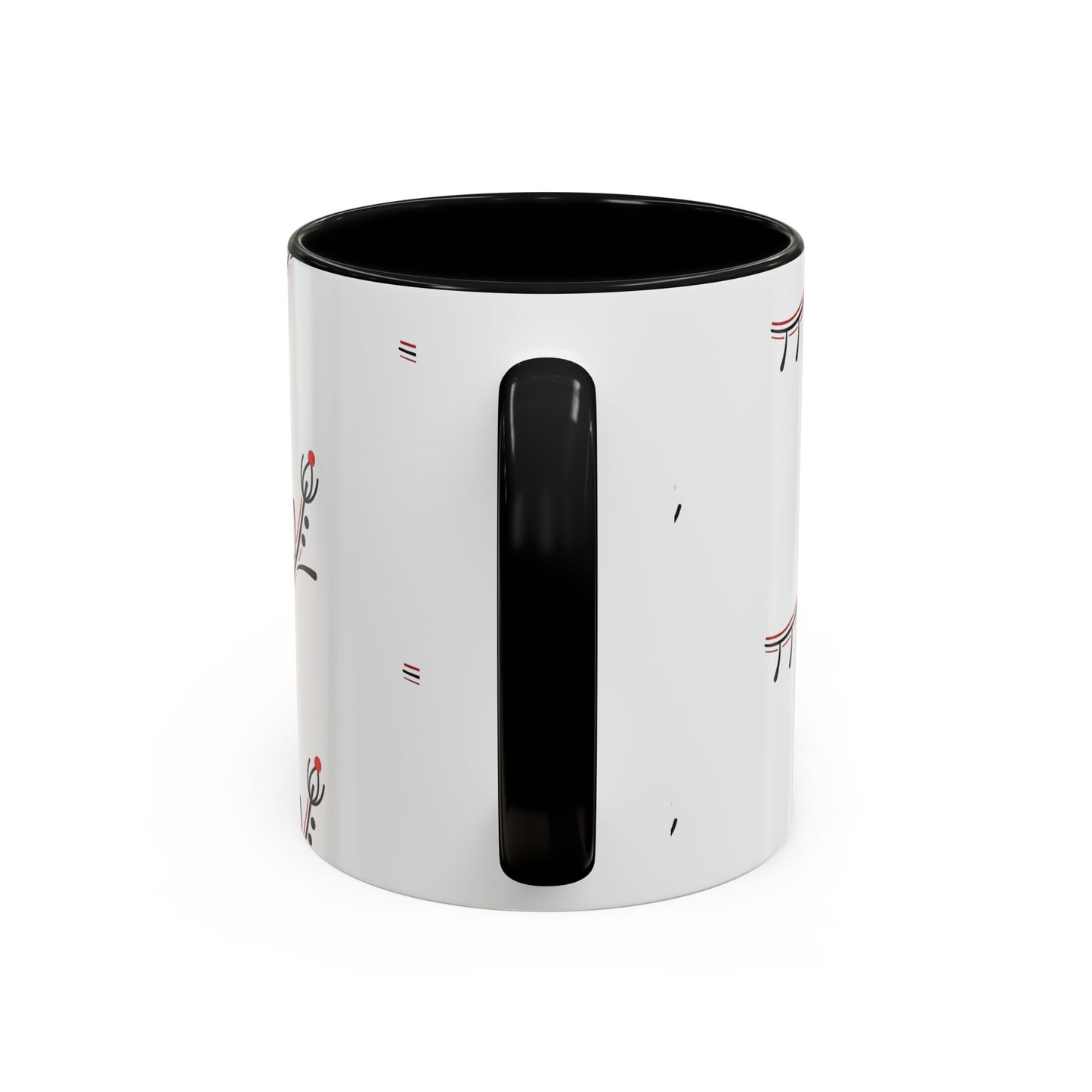 Floral Eyelash Accent Coffee Mug – Minimal Pink & Black Pattern (11/15 oz)