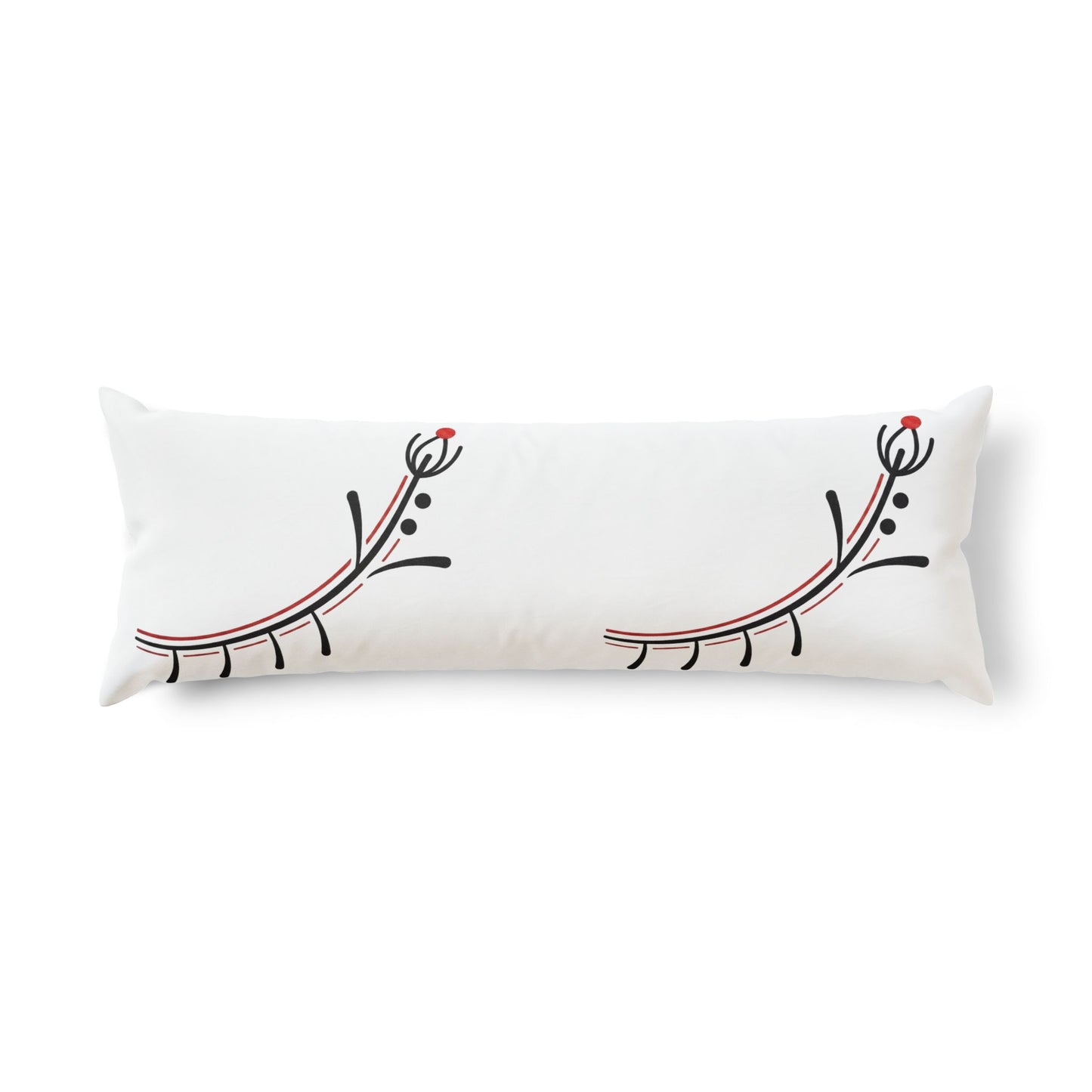 Floral Eyelash Body Pillow — Decorative Long Lumbar Pillow with Minimalist Flower Motif