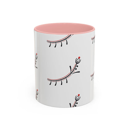 Floral Eyelash Accent Coffee Mug – Minimal Pink & Black Pattern (11/15 oz)