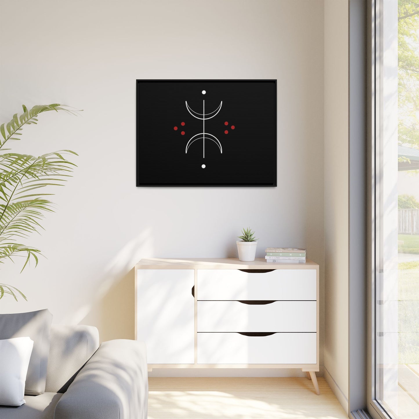 Minimalist Crescent Moon Wall Art — Matte Framed Canvas
