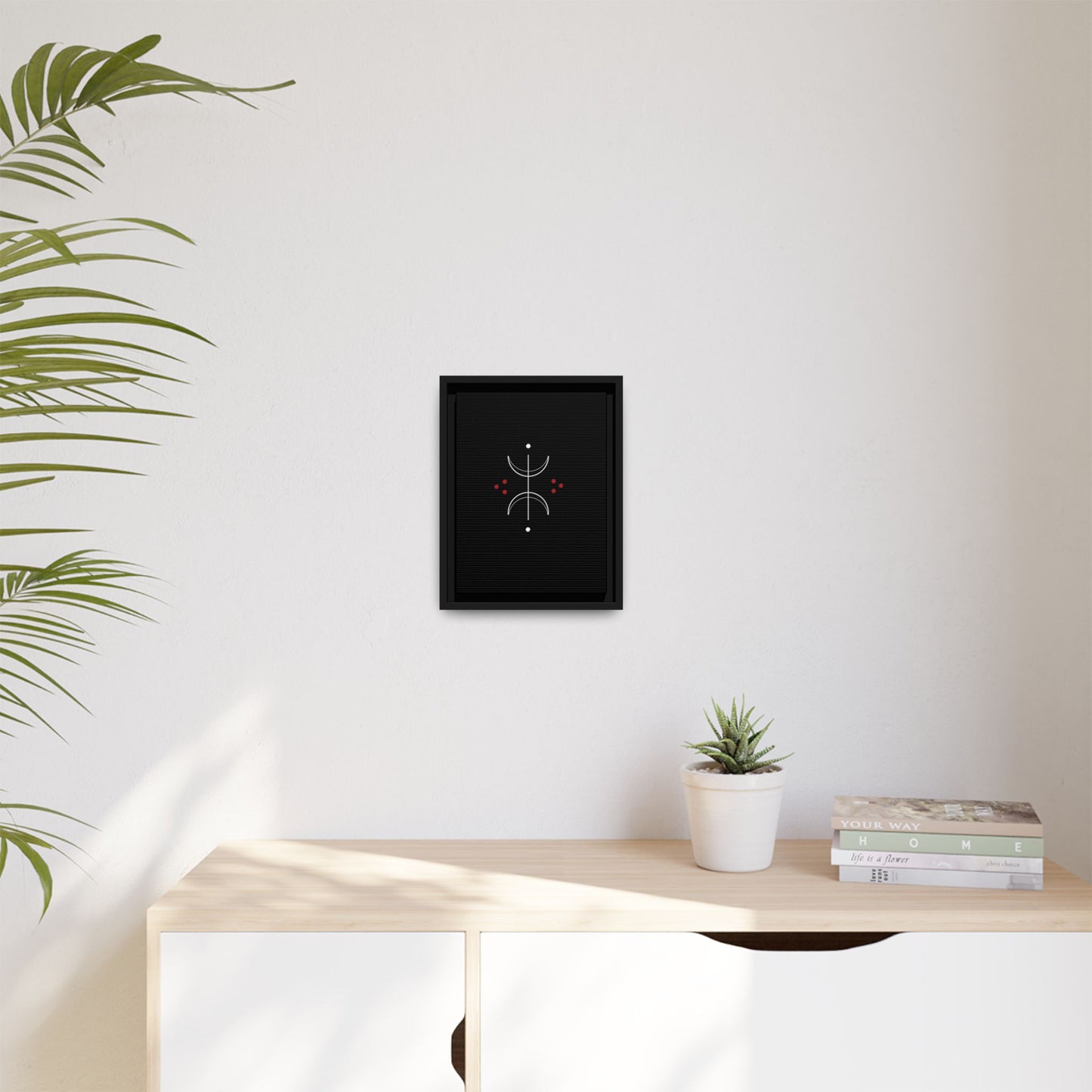 Minimalist Crescent Moon Wall Art — Matte Framed Canvas