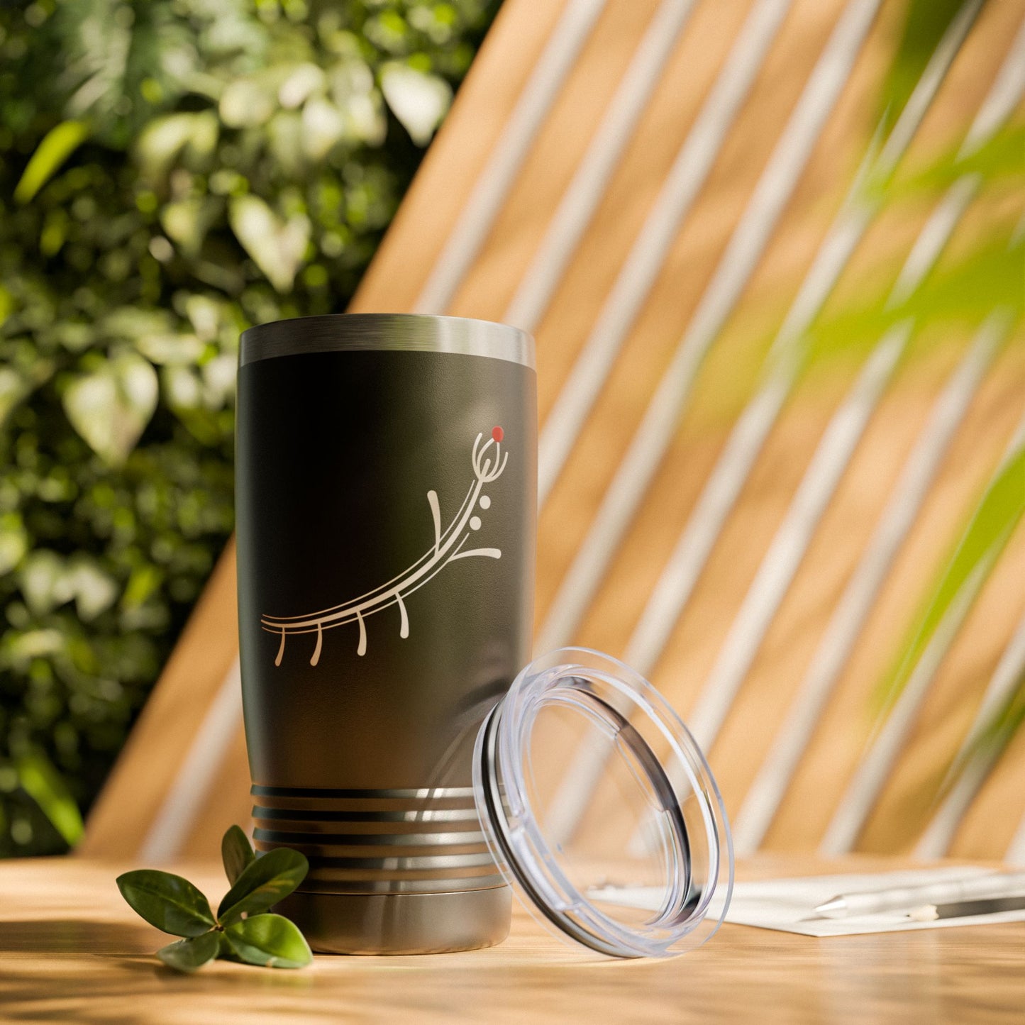 Ringneck Bird 20oz Tumbler — Insulated Travel Cup with Minimalist Bird Feather Design