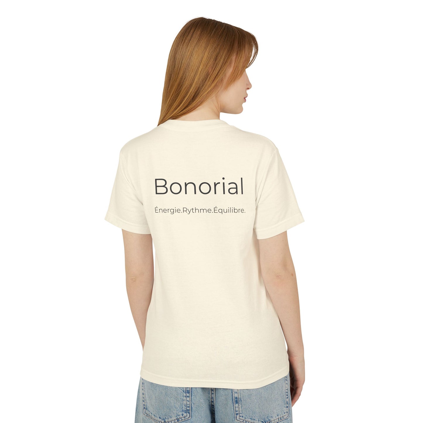 T-shirt en coton à logo Bonorial minimaliste — Soleil, rythme et équilibre