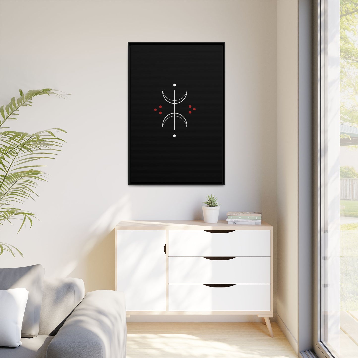 Minimalist Crescent Moon Wall Art — Matte Framed Canvas