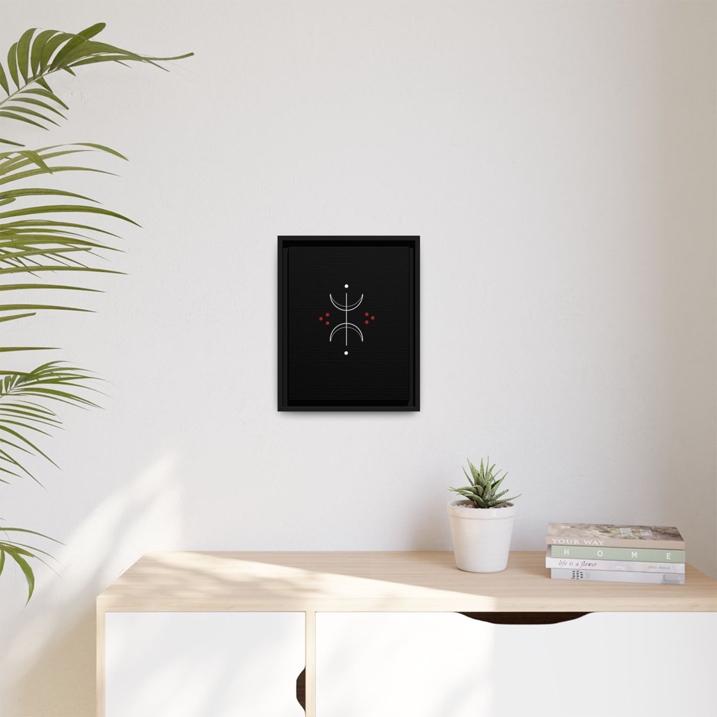 Minimalist Crescent Moon Wall Art — Matte Framed Canvas