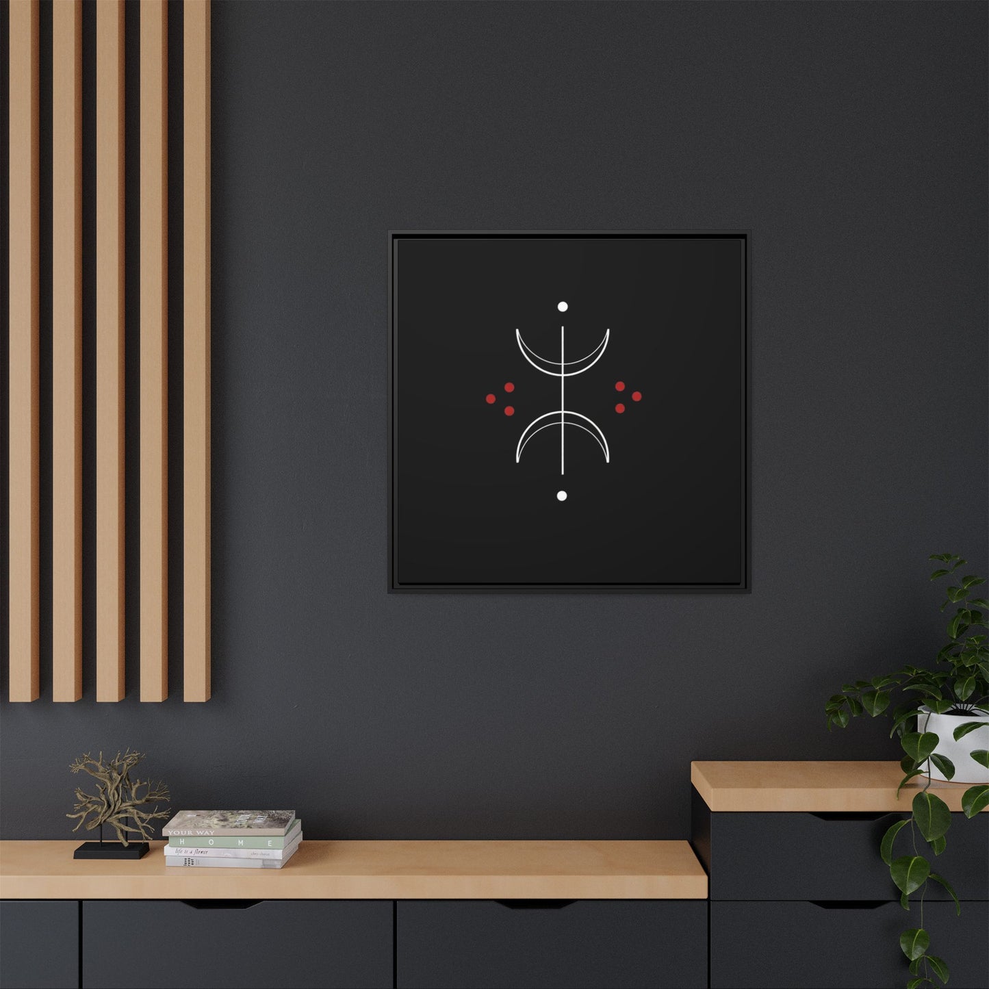 Minimalist Crescent Moon Wall Art — Matte Framed Canvas