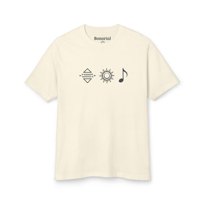 T-shirt en coton à logo Bonorial minimaliste — Soleil, rythme et équilibre