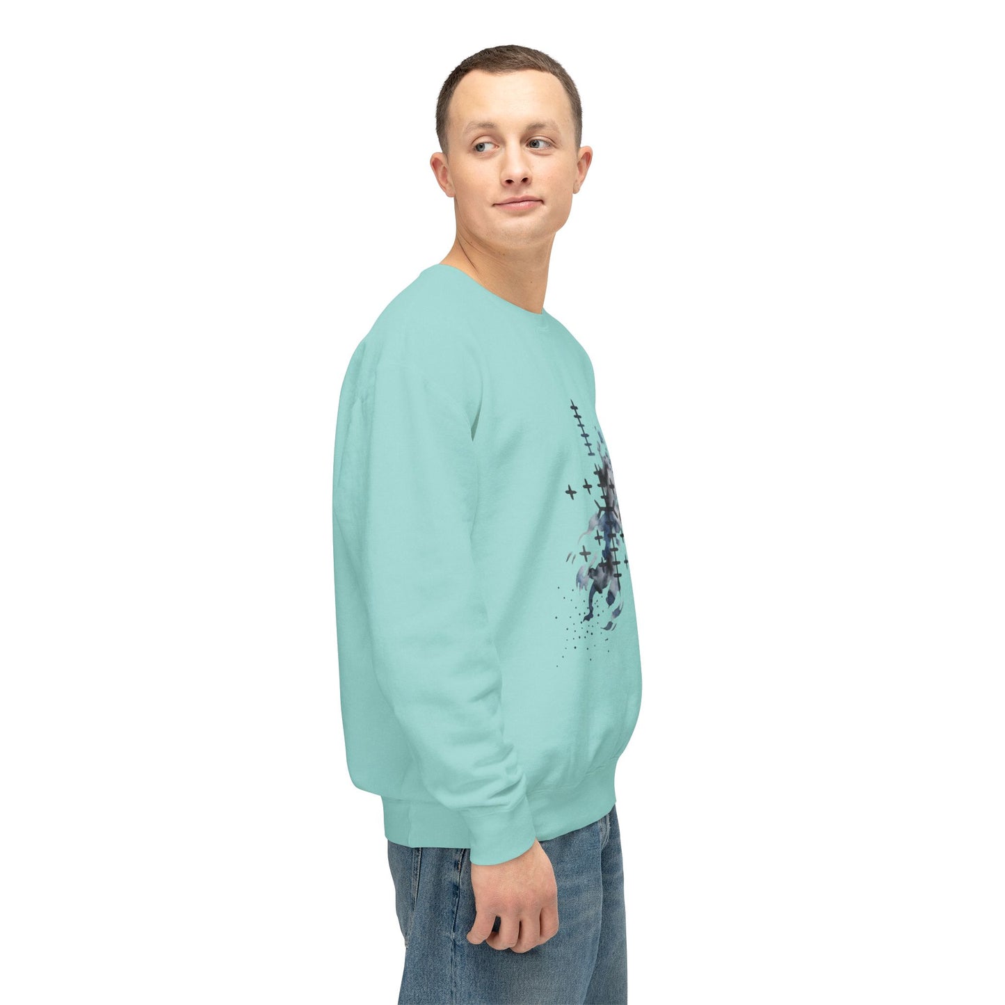 Sweat-shirt à col rond à motif floral abstrait Bonorial